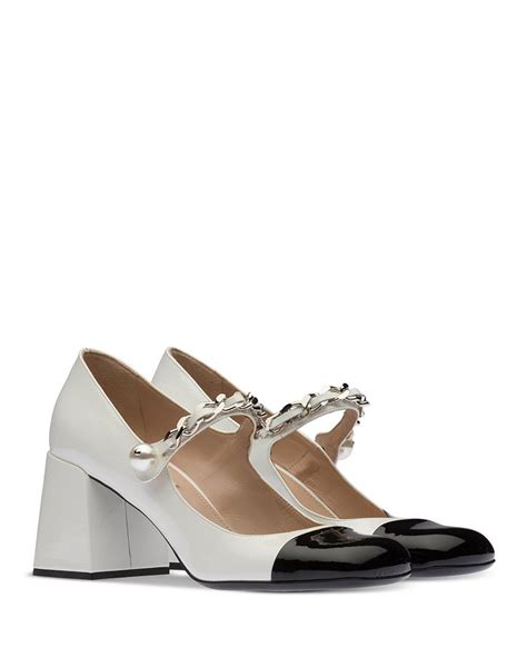 Miu Miu Women's Cap Toe Block Heel Mary Jane 